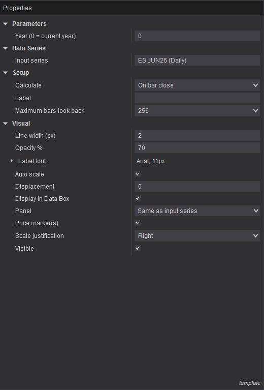 Month High/Low Settings